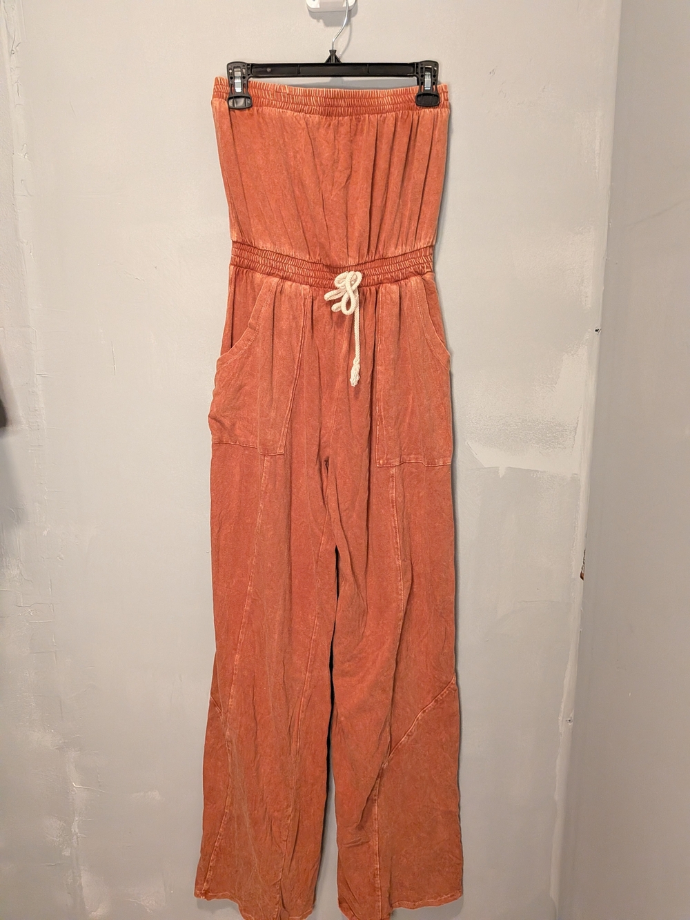 Strapless Wide-Leg Jumpsuit - Rust Orange